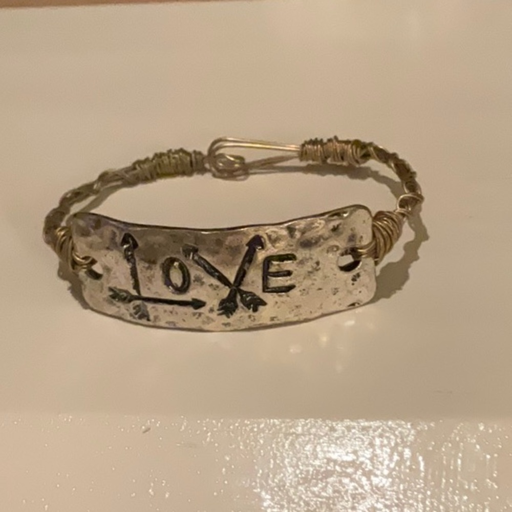 Wire-Wrap Artisan “Love” Bracelet Hook & Loop Closure